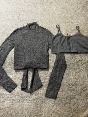Gray top & tank top set0826.